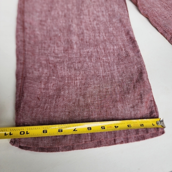 Cynthia Rowley Womens Pink 100% Linen Wide Leg Capri Pants Loose Pockets Sz L - Picture 3 of 11